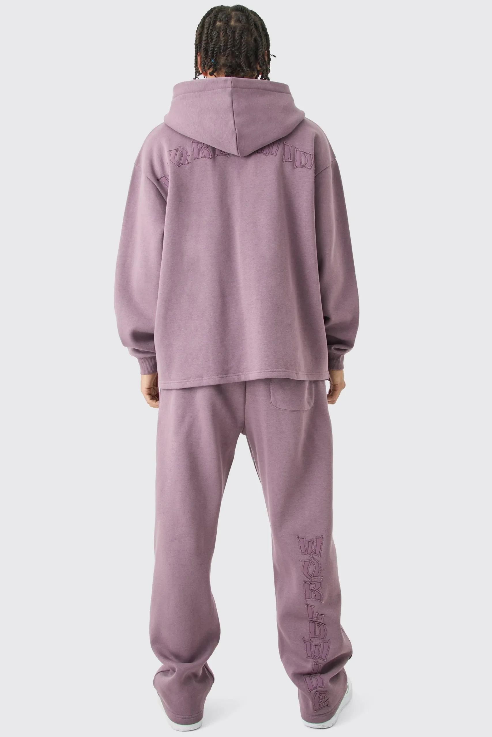 boohooMAN Oversized Zip Through Open Hem Applique Tracksuit | UK| Tracksuits