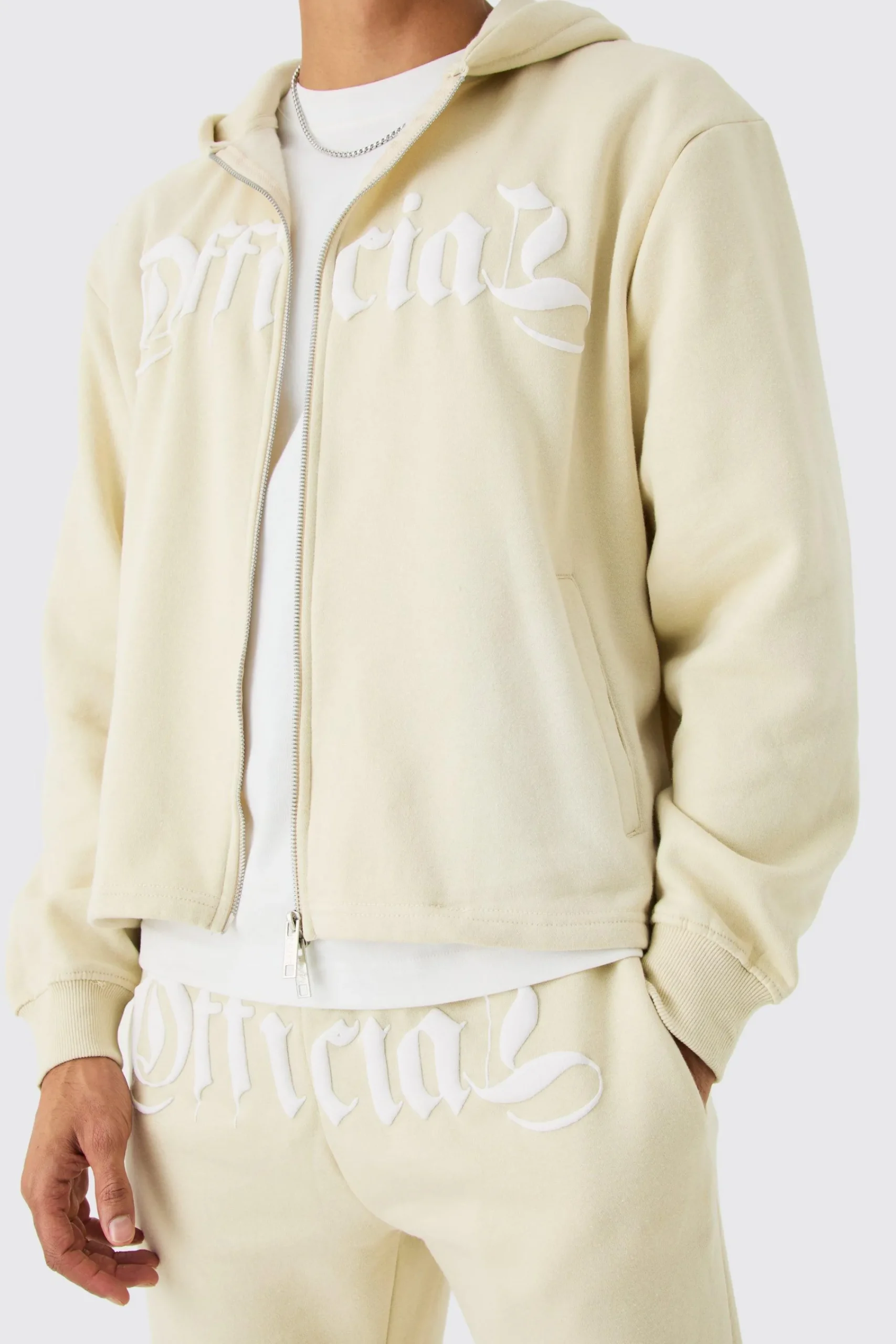 boohooMAN Oversized Zip Through Washed Puff Print Tracksuit | UK| Tracksuits