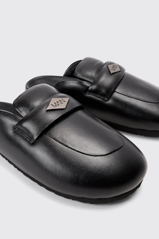boohooMAN Padded Man Tab Mule In | UK| Sliders & Slippers