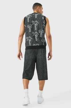 boohooMAN Palm Jacquard Ribbed Knitted Jort | UK| Tracksuits