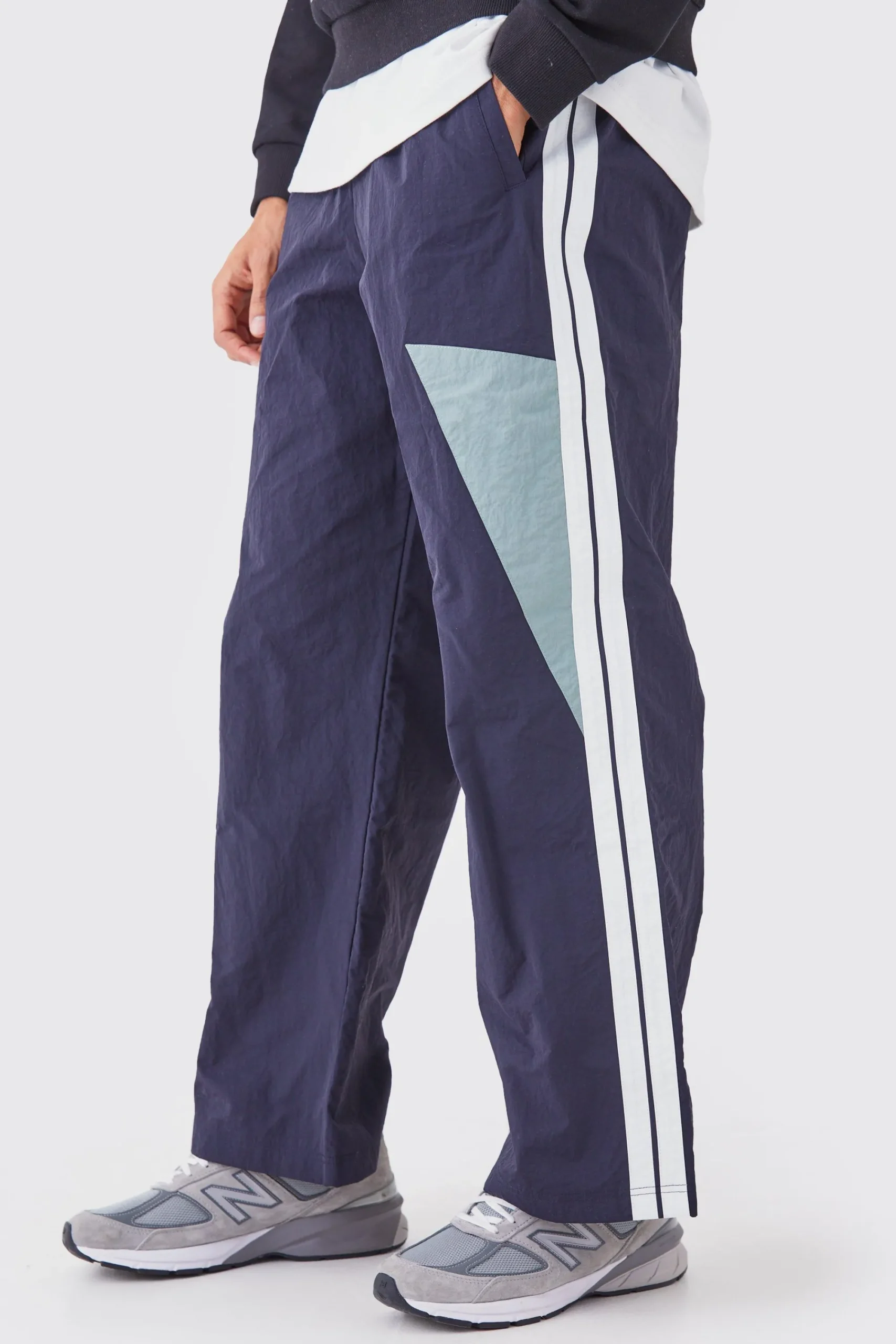 boohooMAN Pannelled Wide Leg Track Pants | UK| Trousers
