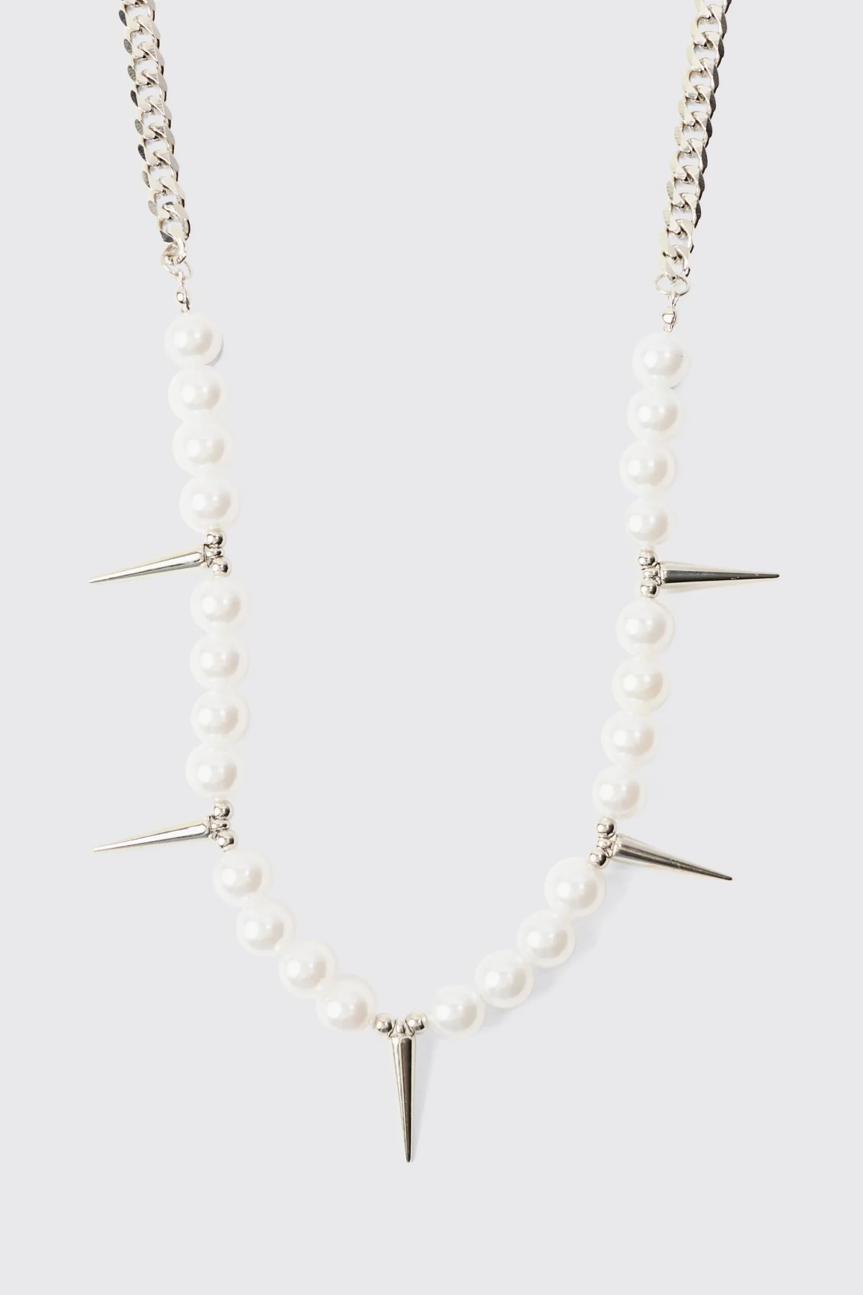 boohooMAN Pearl And Spike Pendant Necklace | UK| Jewellery & Watches