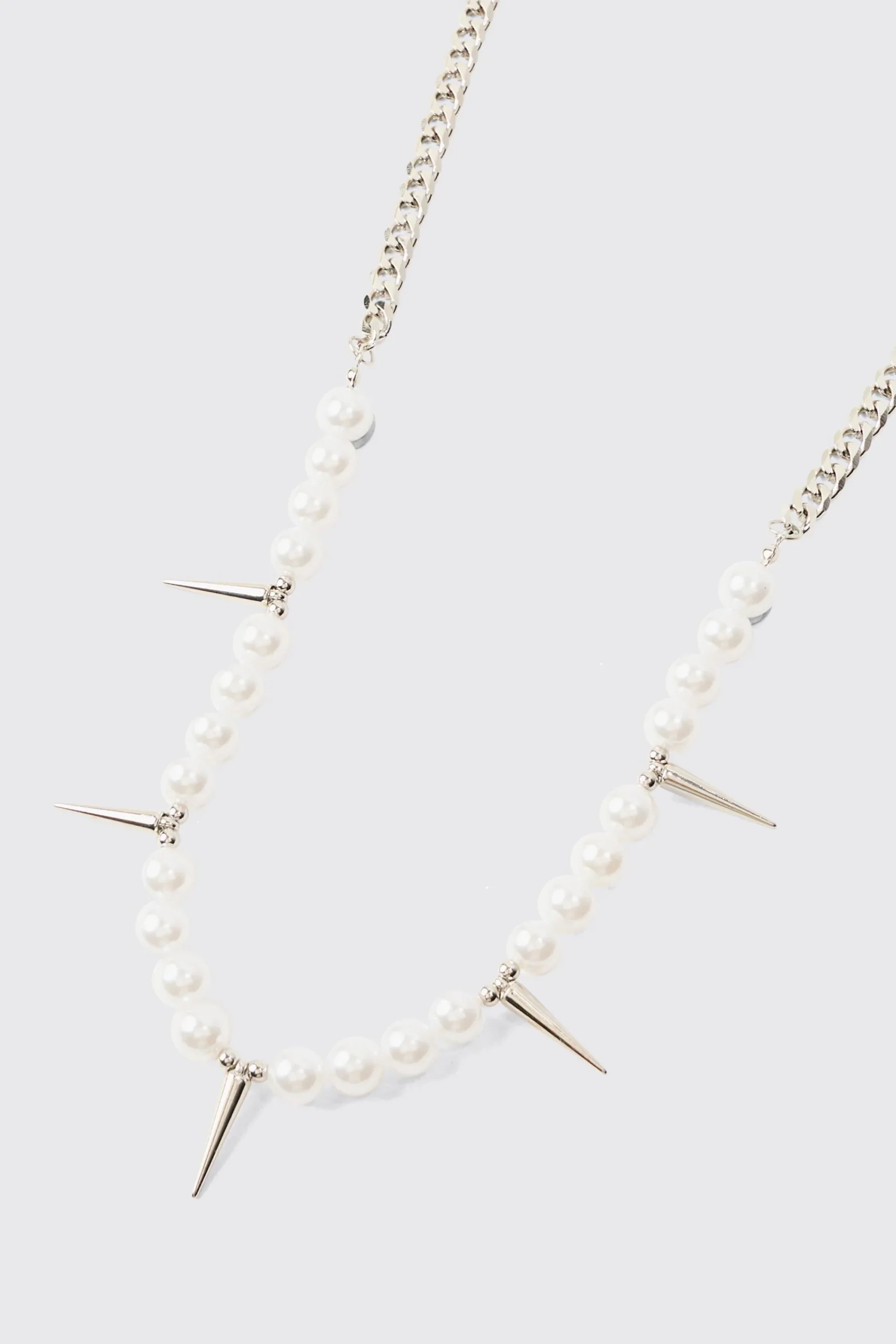 boohooMAN Pearl And Spike Pendant Necklace | UK| Jewellery & Watches