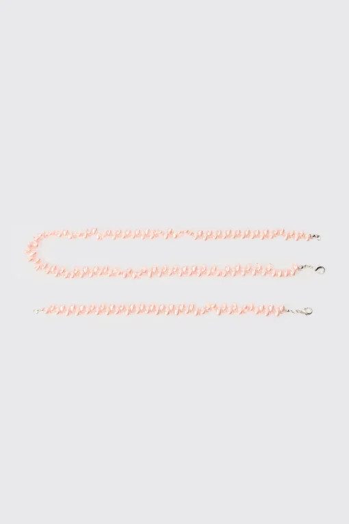 boohooMAN Pearl Bead Necklace & Bracelet Set In | UK| Jewellery & Watches