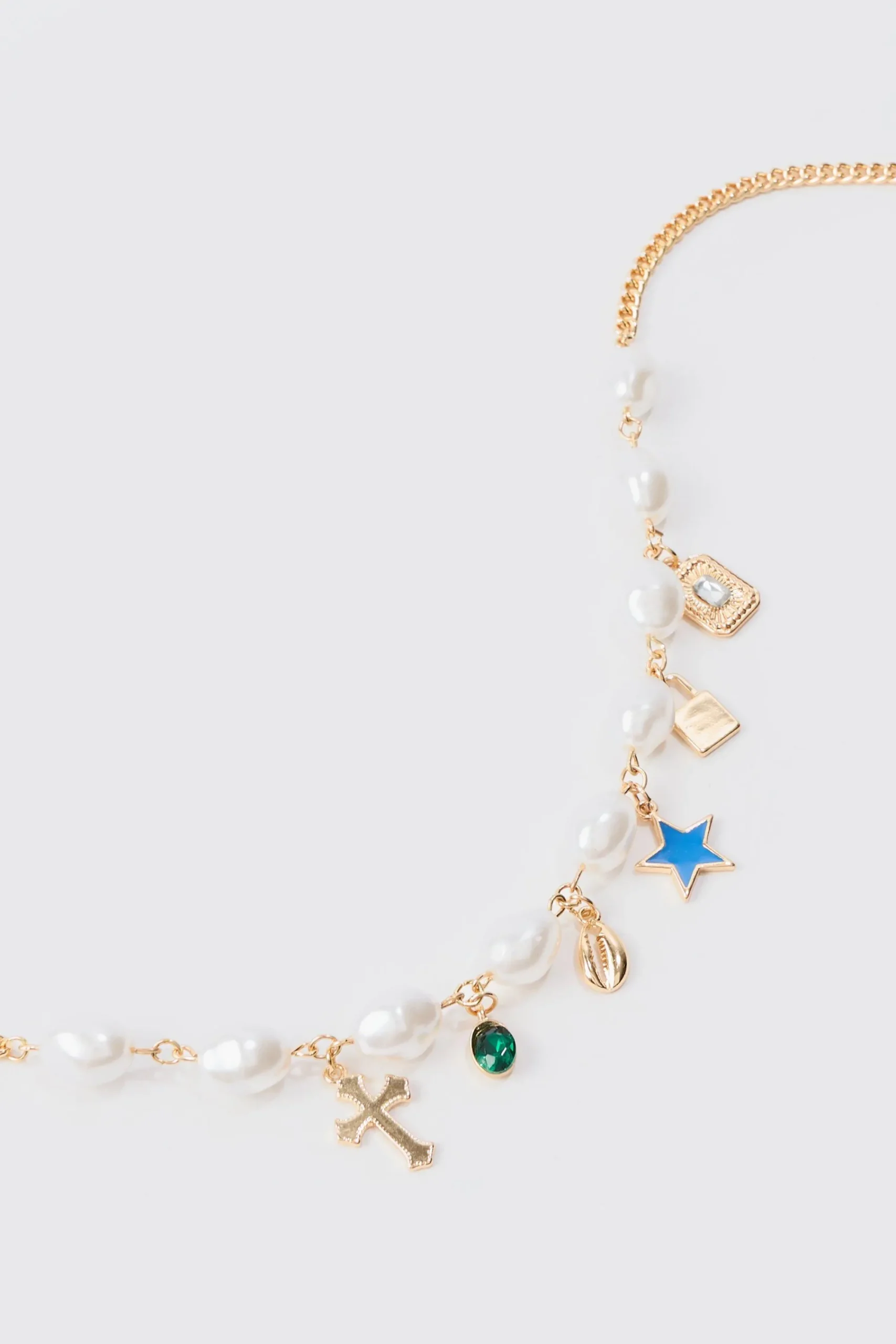 boohooMAN Pearl Chain And Mixed Pendant Necklace In | UK| Jewellery & Watches