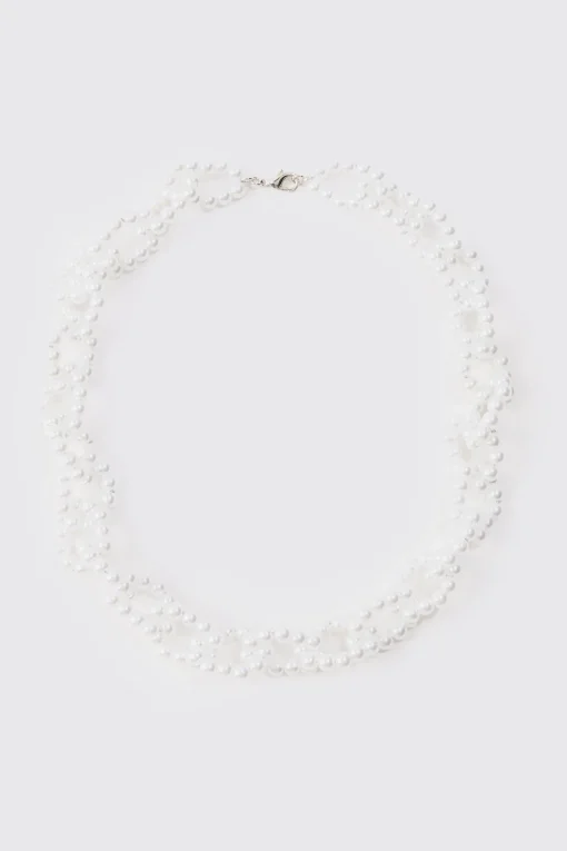 boohooMAN Pearl Chain Necklace In | UK| Jewellery & Watches
