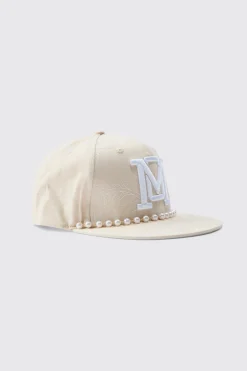boohooMAN Pearl Embellishment Snapback In | UK| Hats & Caps