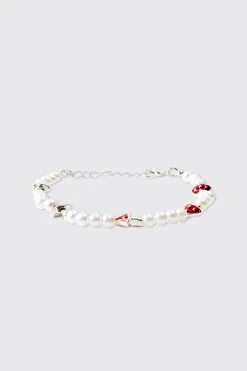 boohooMAN Pearl Mushroom Pendant Bracelet | UK| Jewellery & Watches