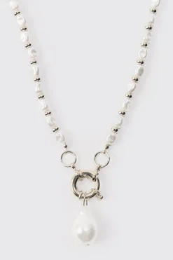 boohooMAN Pearl Pendant Necklace In | UK| Jewellery & Watches