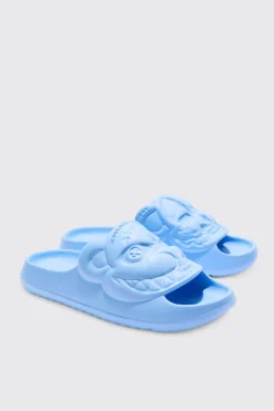 boohooMAN Perforated Evil Teddy Slider | UK| Sliders & Slippers