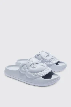 boohooMAN Perforated Evil Teddy Slider | UK| Sliders & Slippers