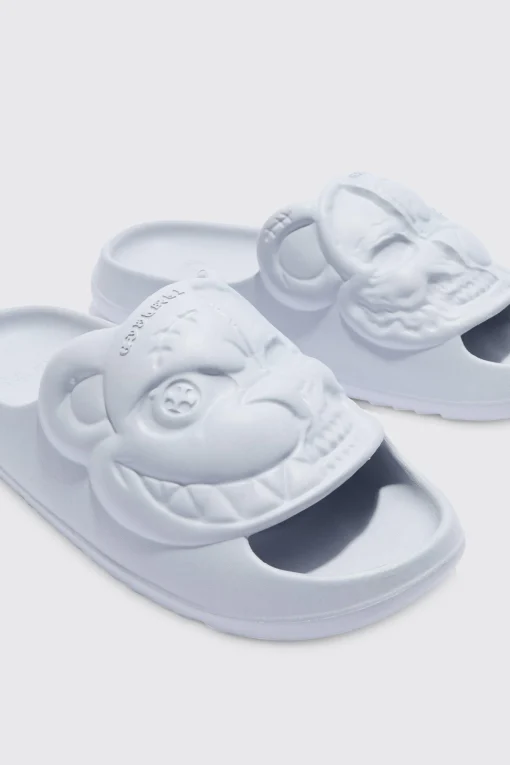 boohooMAN Perforated Evil Teddy Slider | UK| Sliders & Slippers