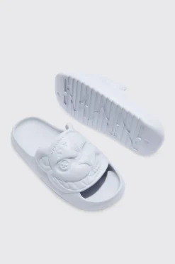 boohooMAN Perforated Evil Teddy Slider | UK| Sliders & Slippers