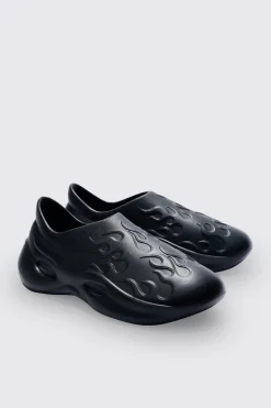 boohooMAN Perforated Flame Moulded Mule | UK| Sliders & Slippers