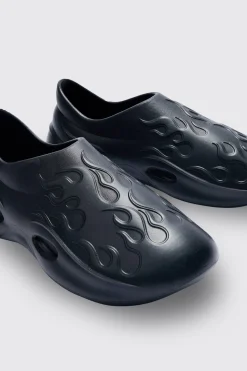 boohooMAN Perforated Flame Moulded Mule | UK| Sliders & Slippers