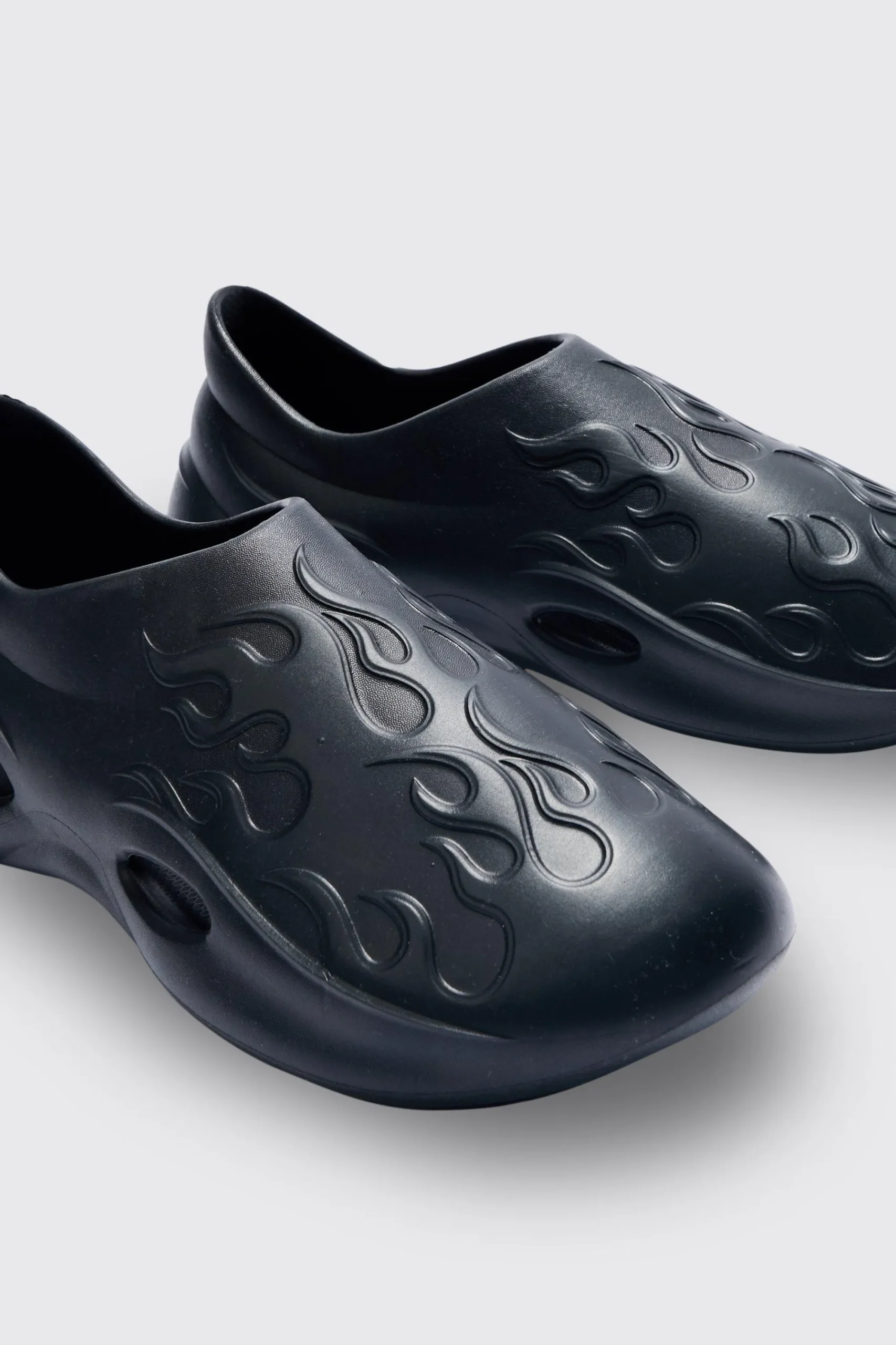 boohooMAN Perforated Flame Moulded Mule | UK| Sliders & Slippers