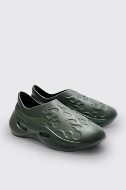 boohooMAN Perforated Flame Moulded Mule | UK| Sliders & Slippers