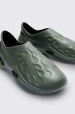 boohooMAN Perforated Flame Moulded Mule | UK| Sliders & Slippers