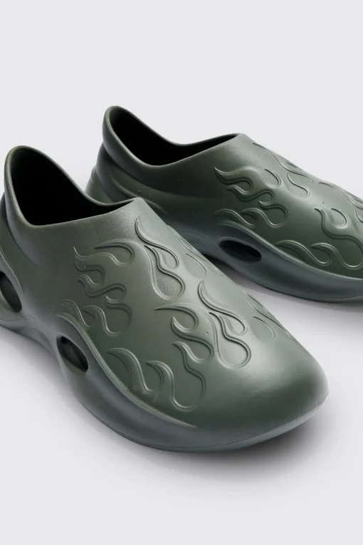 boohooMAN Perforated Flame Moulded Mule | UK| Sliders & Slippers