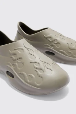 boohooMAN Perforated Flame Moulded Mule | UK| Sliders & Slippers
