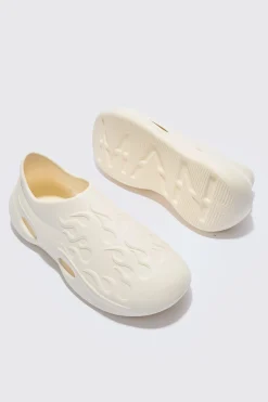 boohooMAN Perforated Flame Moulded Mule | UK| Sliders & Slippers