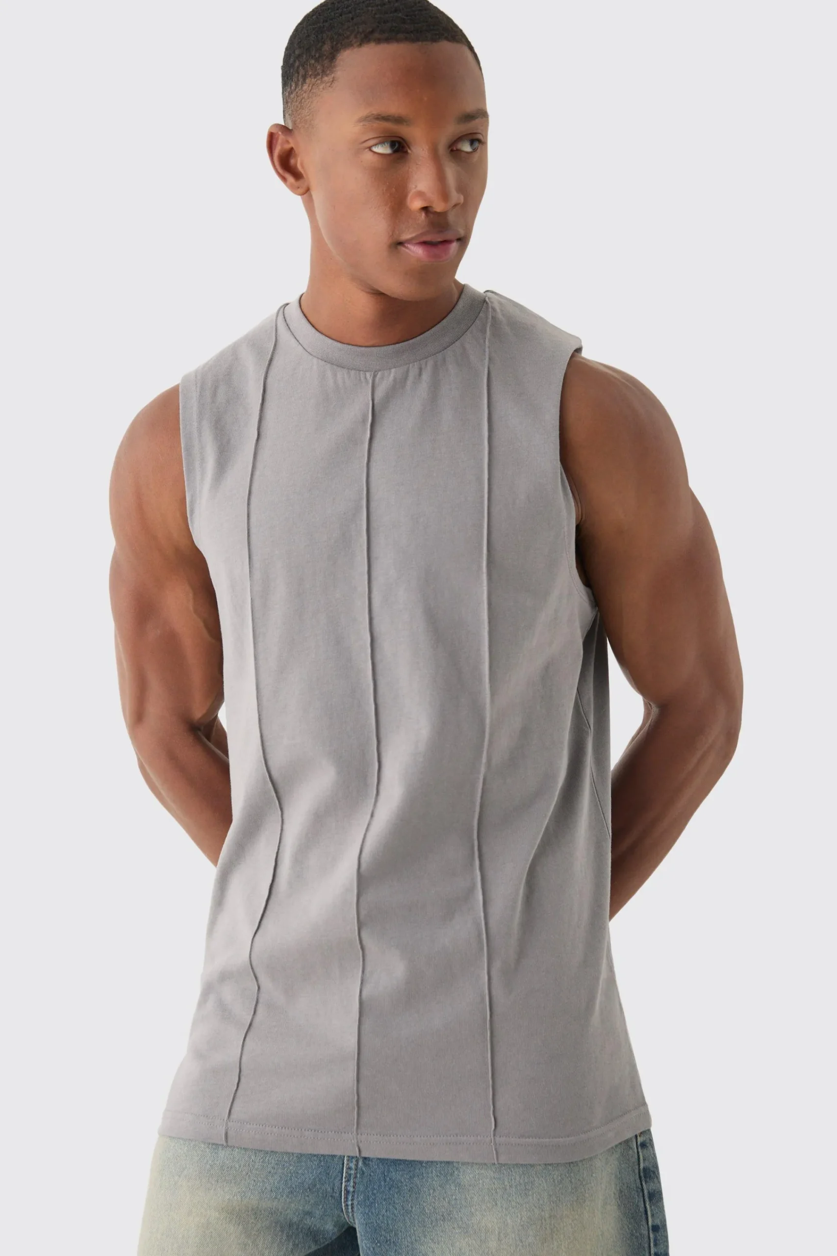 Pintuck Tank | UK^boohooMAN Online