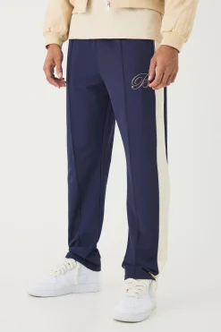 boohooMAN Pique Panel B Embroidered Jogger | UK| Trousers|Joggers