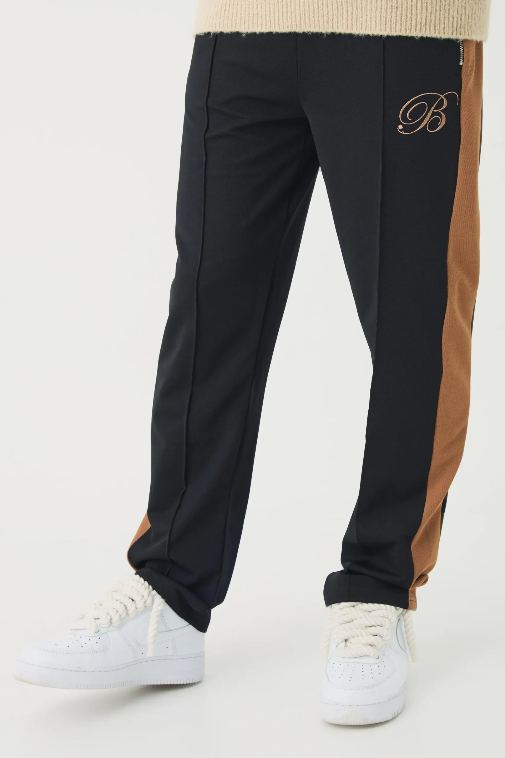 boohooMAN Pique Panel B Embroidered Jogger | UK| Trousers|Joggers