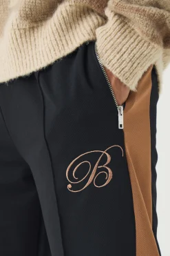 boohooMAN Pique Panel B Embroidered Jogger | UK| Trousers|Joggers