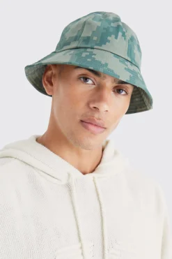 boohooMAN Pixelated Camo Bucket Hat | UK| Hats & Caps