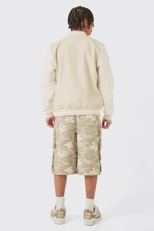 boohooMAN Plain PU Varsity Jacket In | UK| Coats & Jackets