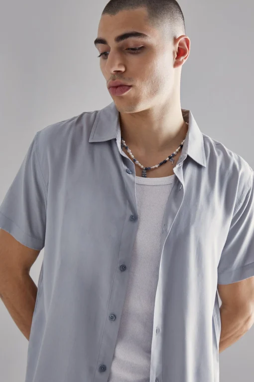 boohooMAN Plain Viscose Short Sleeve Shirt | UK| Shirts