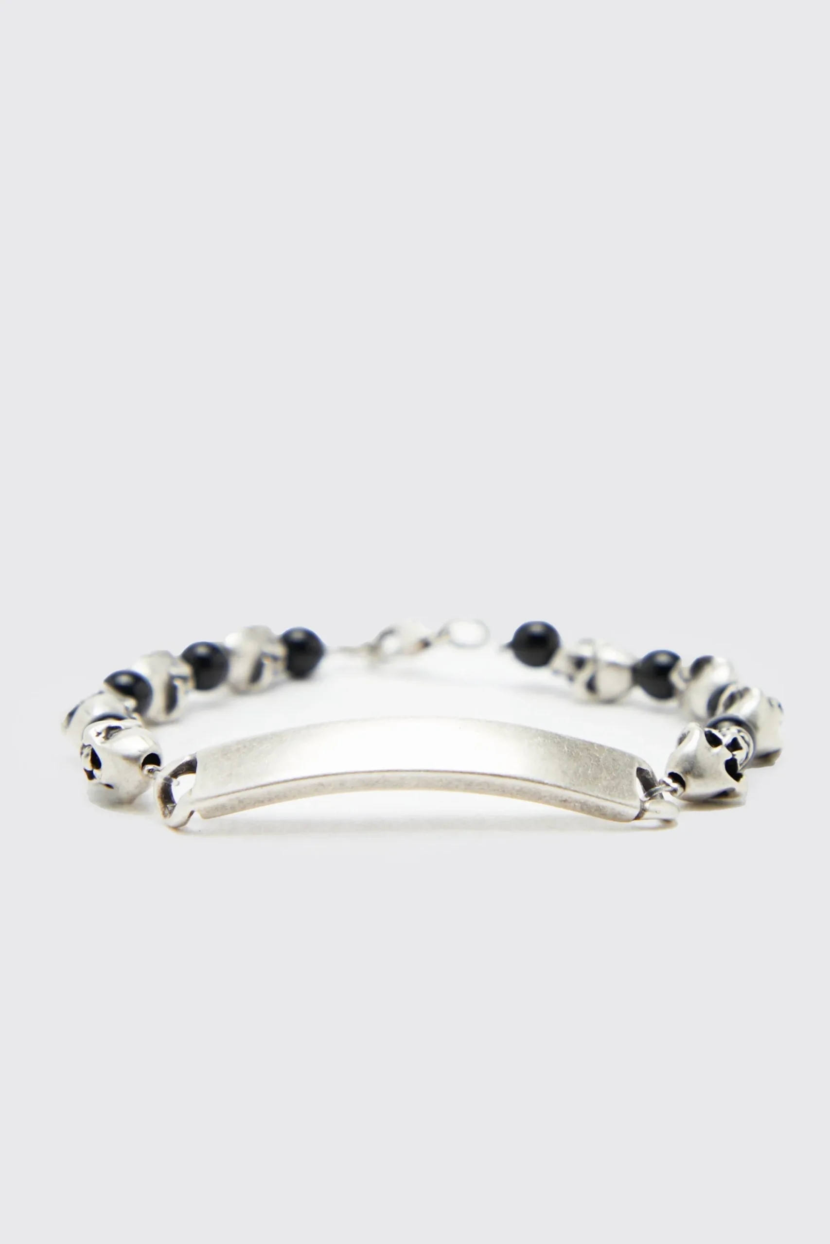 boohooMAN Plaque Skull Bead Bracelet | UK| Jewellery & Watches