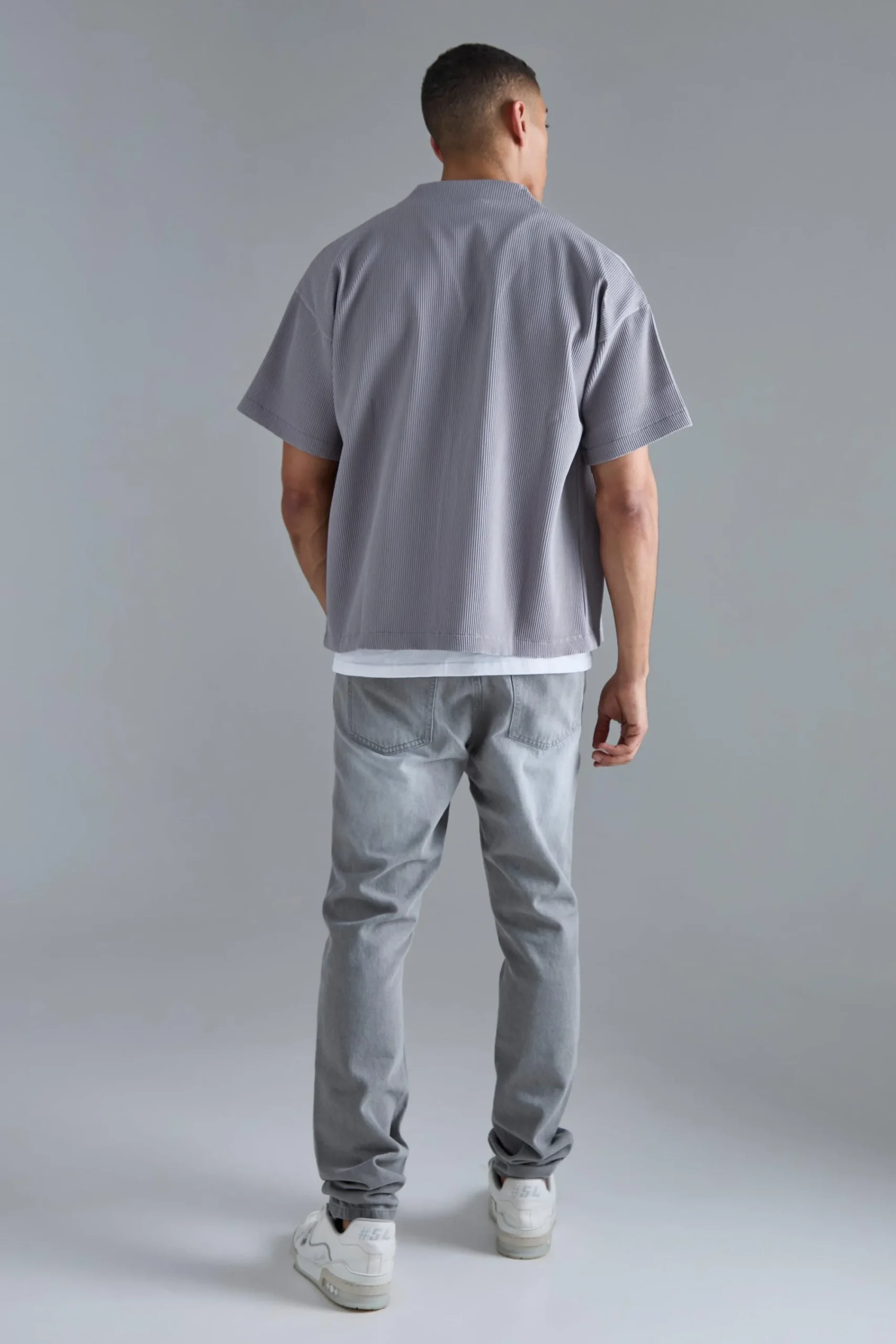 boohooMAN Pleated Boxy Short Sleeve Collarless Shirt | UK| Shirts
