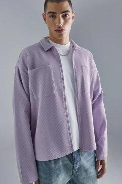 boohooMAN Pleated Boxy Zip Through Collared Shirt | UK| Shirts