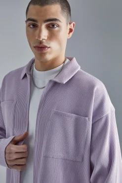 boohooMAN Pleated Boxy Zip Through Collared Shirt | UK| Shirts