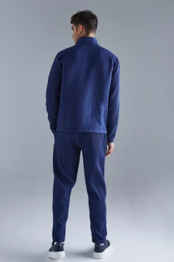 boohooMAN Pleated Harrington & Elasticated Pintuck Trouser Set | UK| Sets & Co-Ords