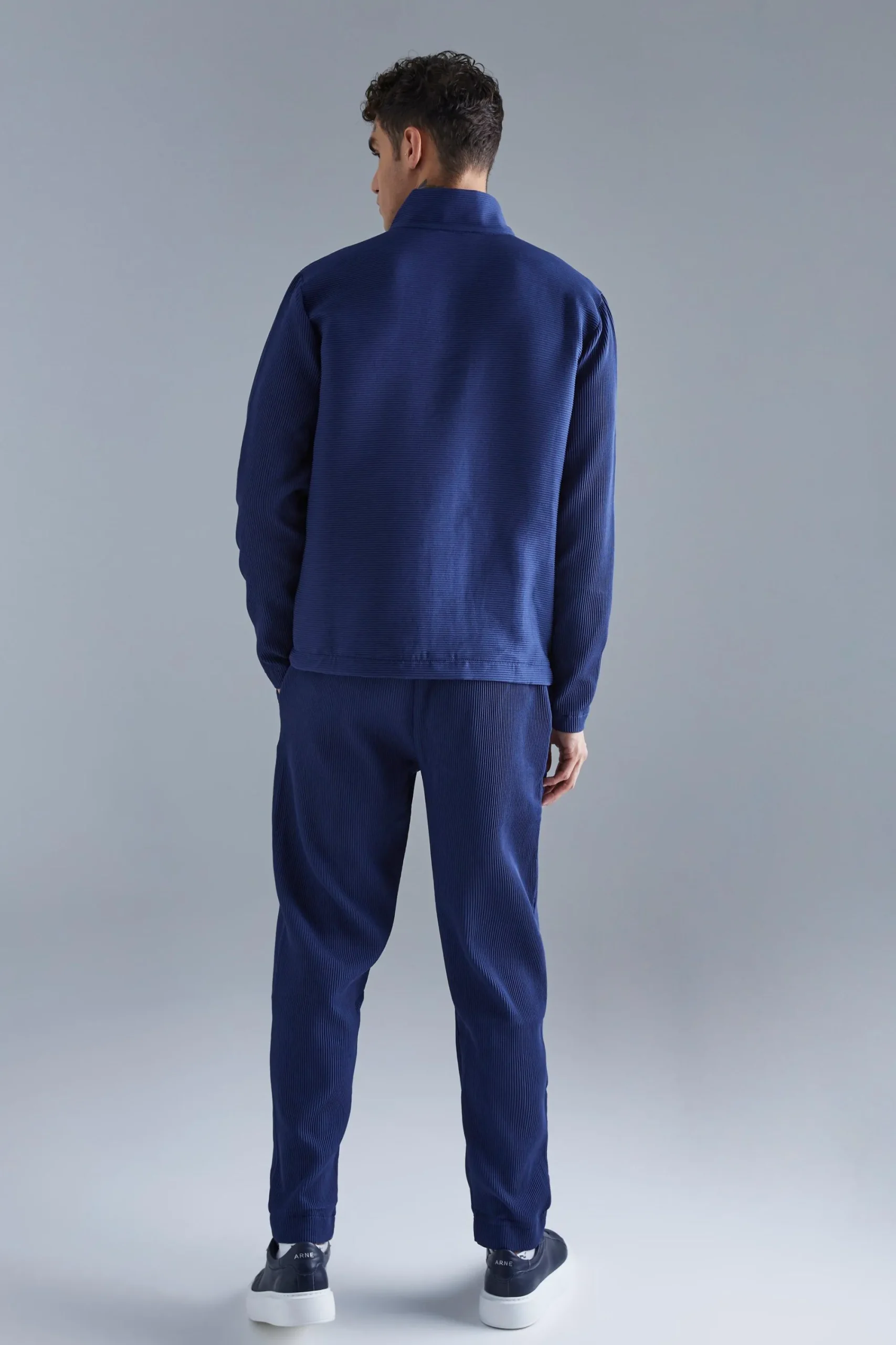 boohooMAN Pleated Harrington & Elasticated Pintuck Trouser Set | UK| Sets & Co-Ords