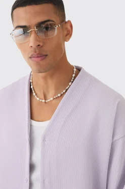 boohooMAN Pleated Longsleeve Collarless Boxy Shirt | UK| Shirts