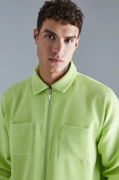 boohooMAN Pleated Longsleeve Zip Up Boxy Shirt | UK| Shirts