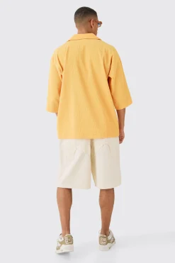 boohooMAN Pleated Oversized Boxy V Neck Shirt | UK| Shirts
