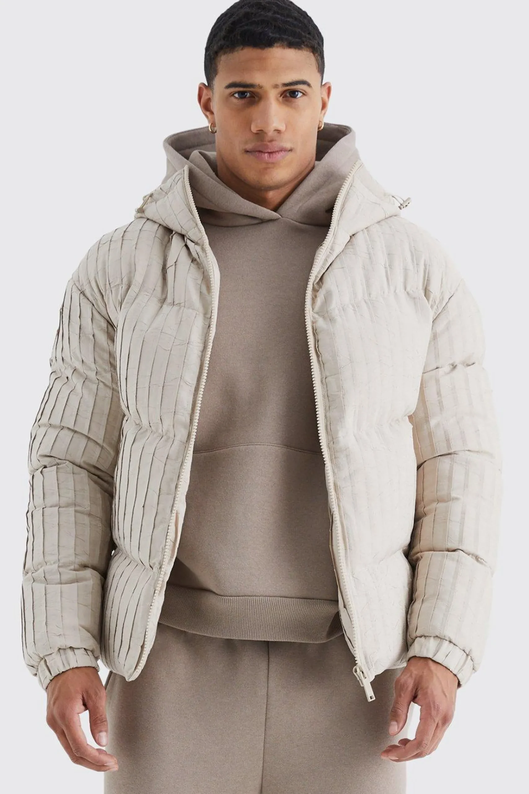 boohooMAN Pleated Puffer With Hood | UK| Coats & Jackets
