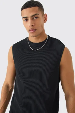 Pleated Sleeveless Tank | UK^boohooMAN Outlet
