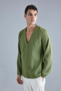 boohooMAN Pleated Slim Collarless Concealed Button Blazer | UK| Suits & Tailoring