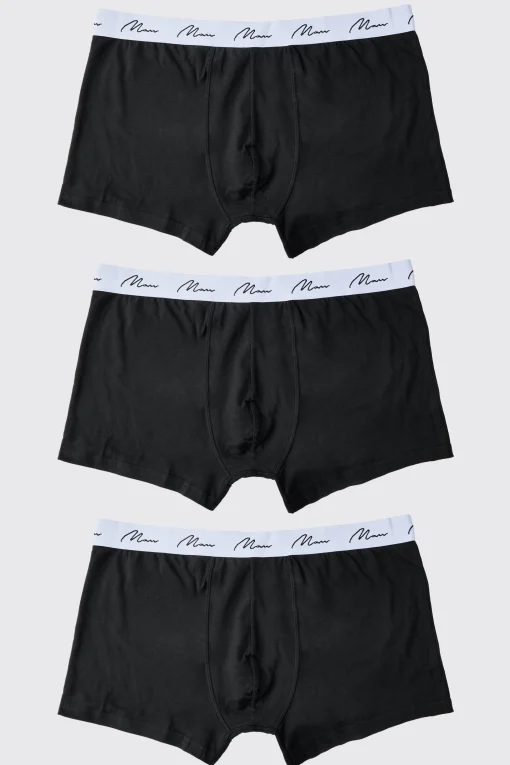 boohooMAN Plus 3 Pack Man Dash Mid Length Trunks | UK| Underwear & Socks|Underwear & Socks