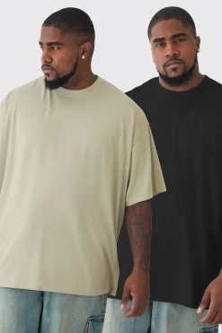Plus 2 Pack Oversized T-shirt | UK^boohooMAN Outlet