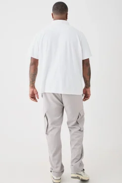 Plus 1/4 Zip Pique Polo | UK^boohooMAN Sale