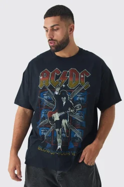 Plus ACDC License Print T-shirt | UK^boohooMAN Clearance