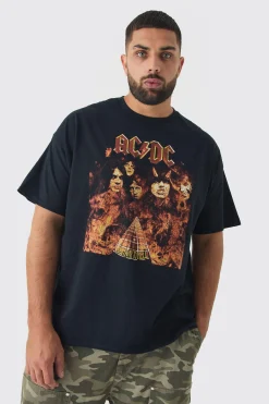Plus ACDC License Print T-shirt | UK^boohooMAN
