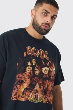 Plus ACDC License Print T-shirt | UK^boohooMAN